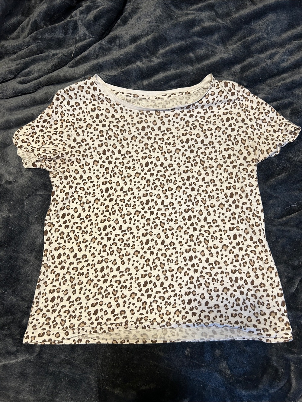 J. Crew Leopard Print Vintage Cotton Tee in Cream and Brown medium